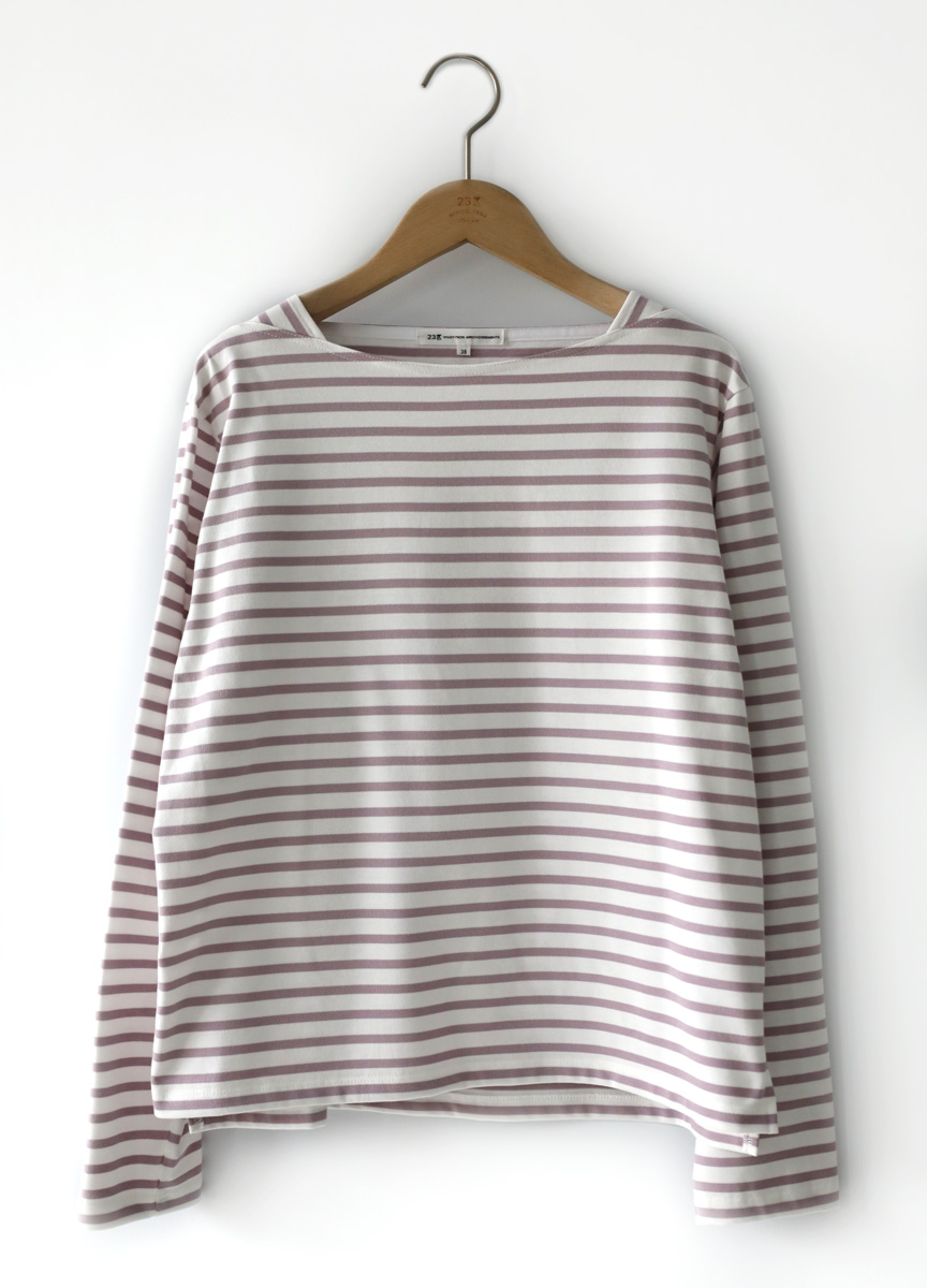 條紋方領棉質上衣